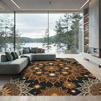 Golden Celestial Mandala Starry Night Rug
