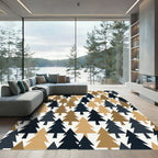 Midnight and Tan Minimalist Forest Tree Rug