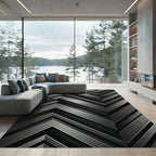 Metallic Charcoal Chevron Geometric Rug