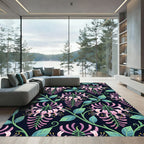 Pink Honeysuckle Floral Swirl Fabric Rug