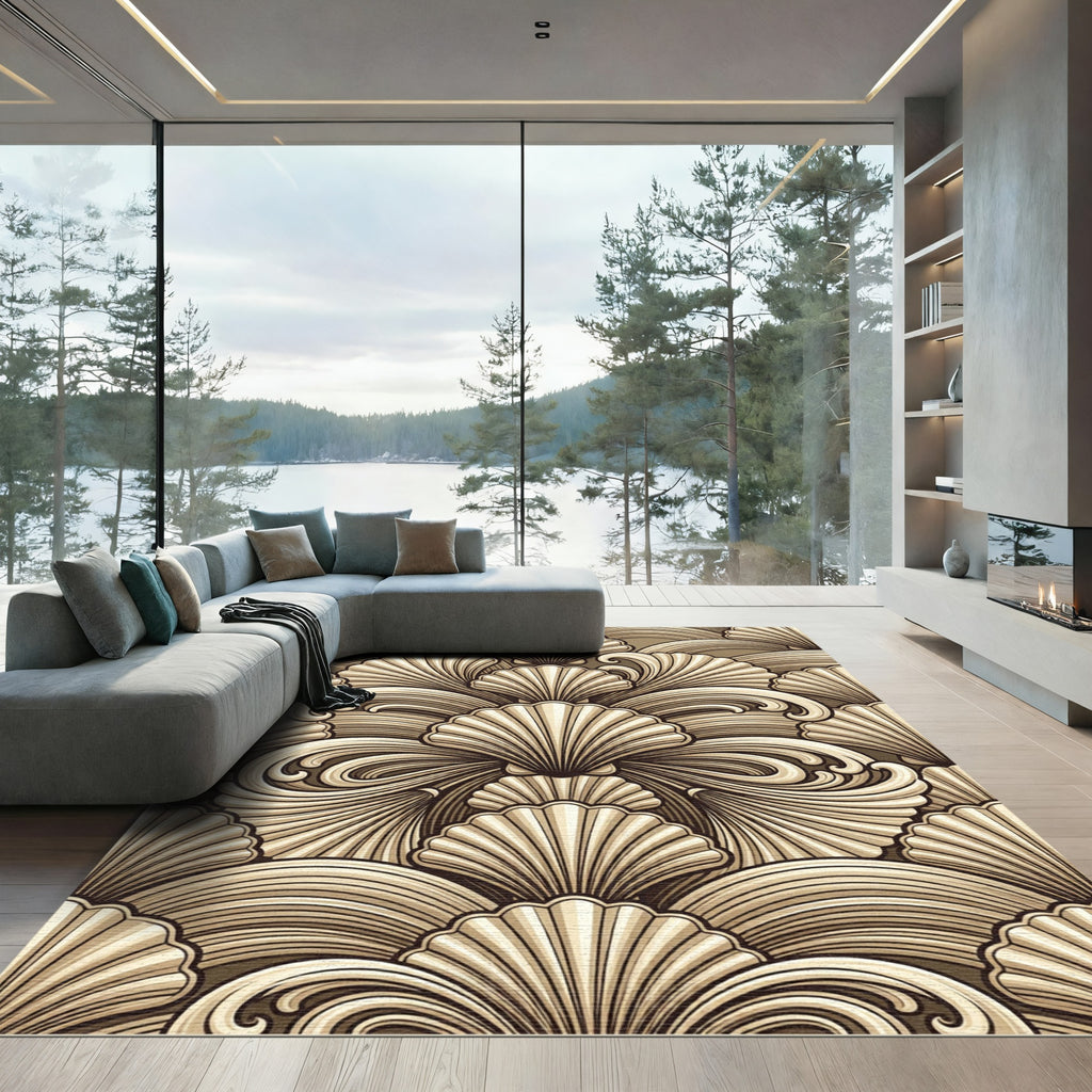 Tapestry Shell Wave Khaki Rug