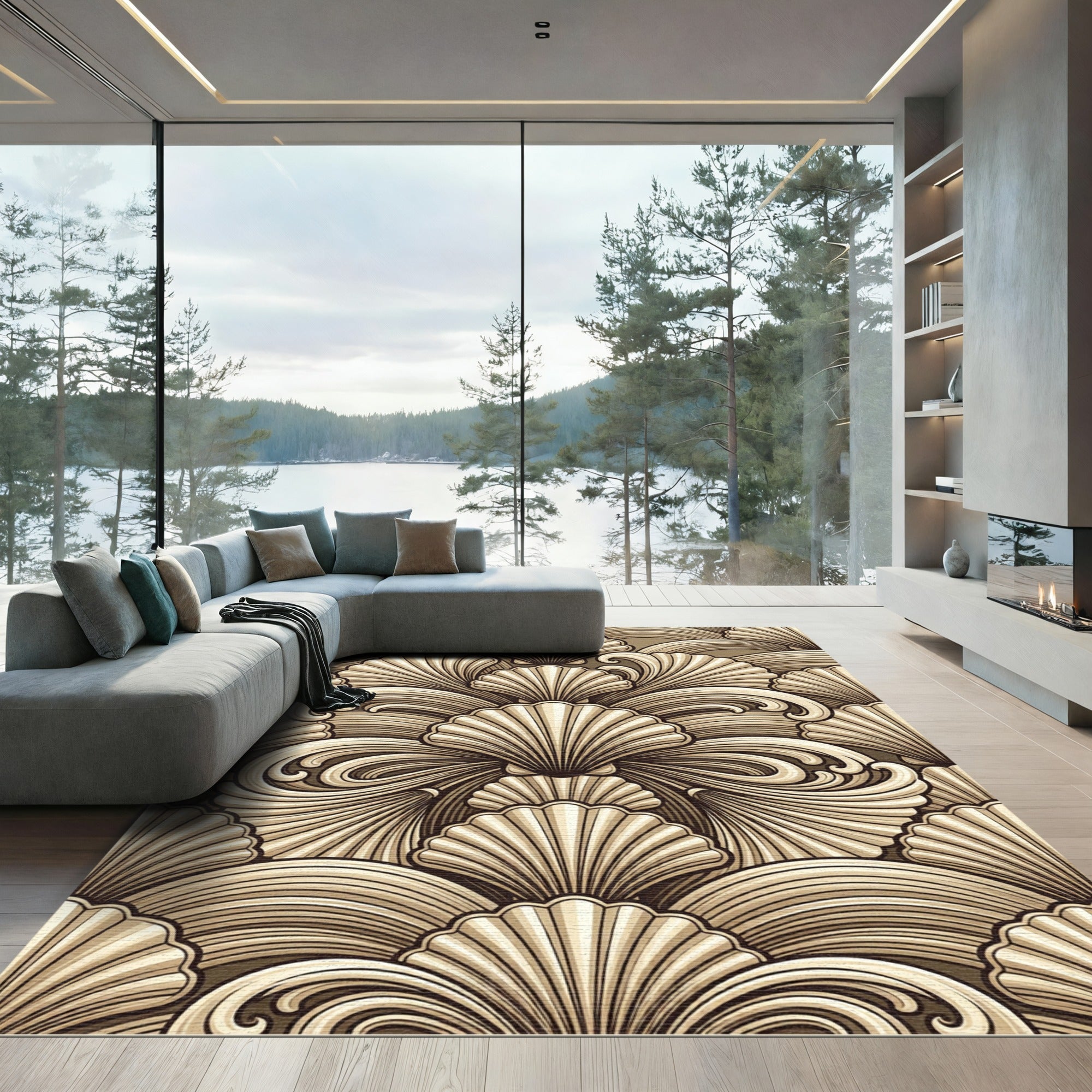Tapestry Shell Wave Khaki Rug