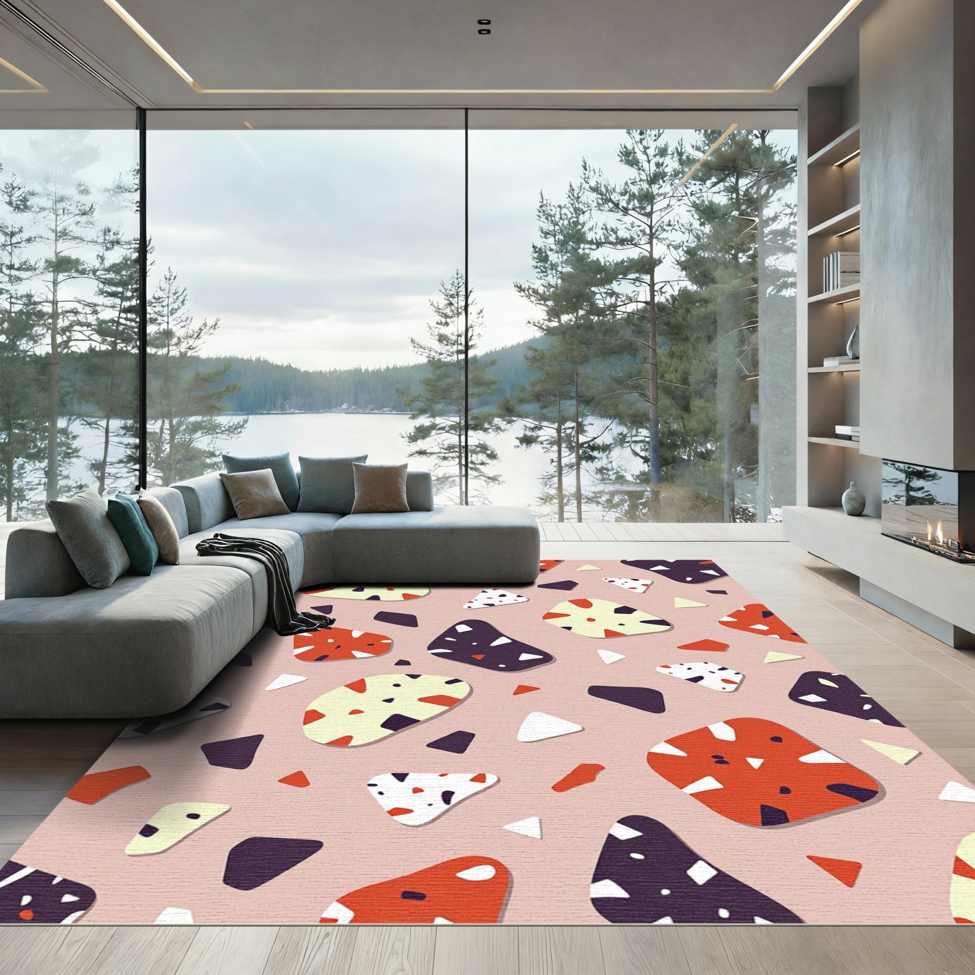 Modern Terrazzo Speckled Earthy Tones Rug