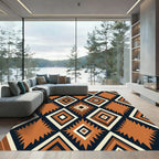 Earthy Terracotta Geometric Sunburst Rug