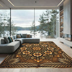 Golden Auburn Floral Medallion Rug