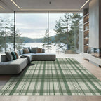Sage Green Tonal Plaid Lines Rug