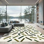 Green Yellow Interlocking Stripe Rug