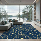 Celestial Navy Gold Zodiac Constellation Rug
