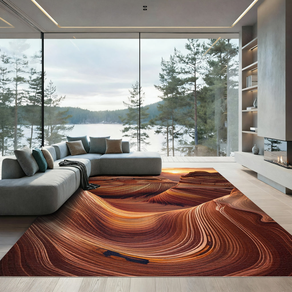Earthy Canyon Layers Swirl Rug