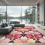 Art Nouveau Pink Floral Symmetry Rug
