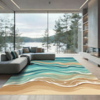 Coastal Blue Wave Rippling Sands Rug