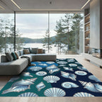 Light Blue Seashell Scatter Rug