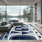 Navy Geometric Dot Nautical Signal Flag Rug