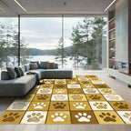 Golden Ochre Grid Paw Tile Rug