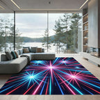 Neon Radiant Star Burst Abstract Rug