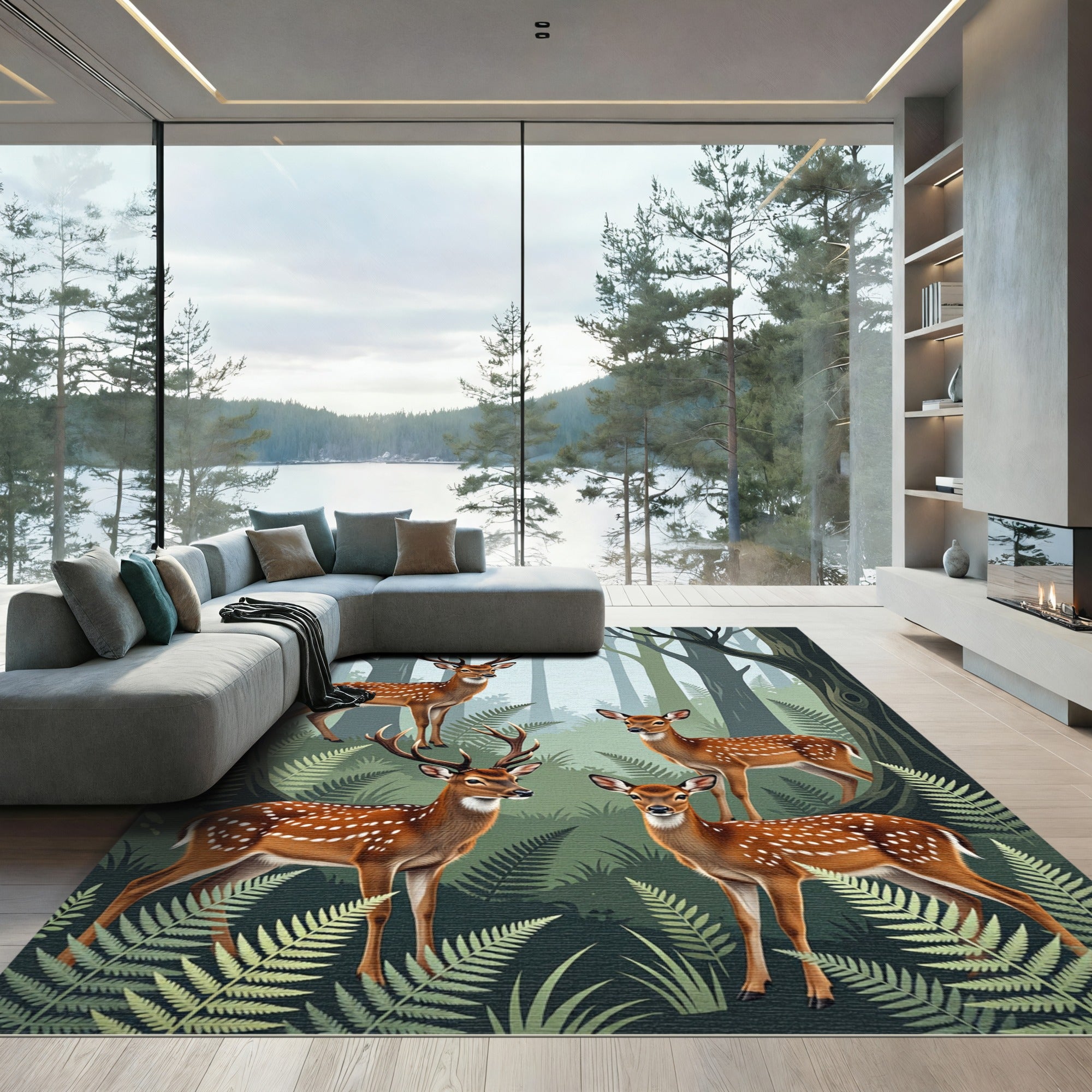Majestic Fallow Deer Forest Glade Rug