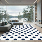 Classic Navy Blue Polka Dot Rug