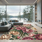 Vintage Pink Cream Peony Blossom Repeat Rug