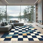 Checkerboard Ocean Wave Contrast Art Rug