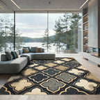 Ornate Quatrefoil Khaki Gray Rug