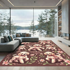 Whimsical Poodle Floral Cocoa Garden Rug