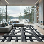 Dark Gray Wooden Lattice Grill Rug