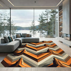 Geometric Orange Abstract Chevron Rug
