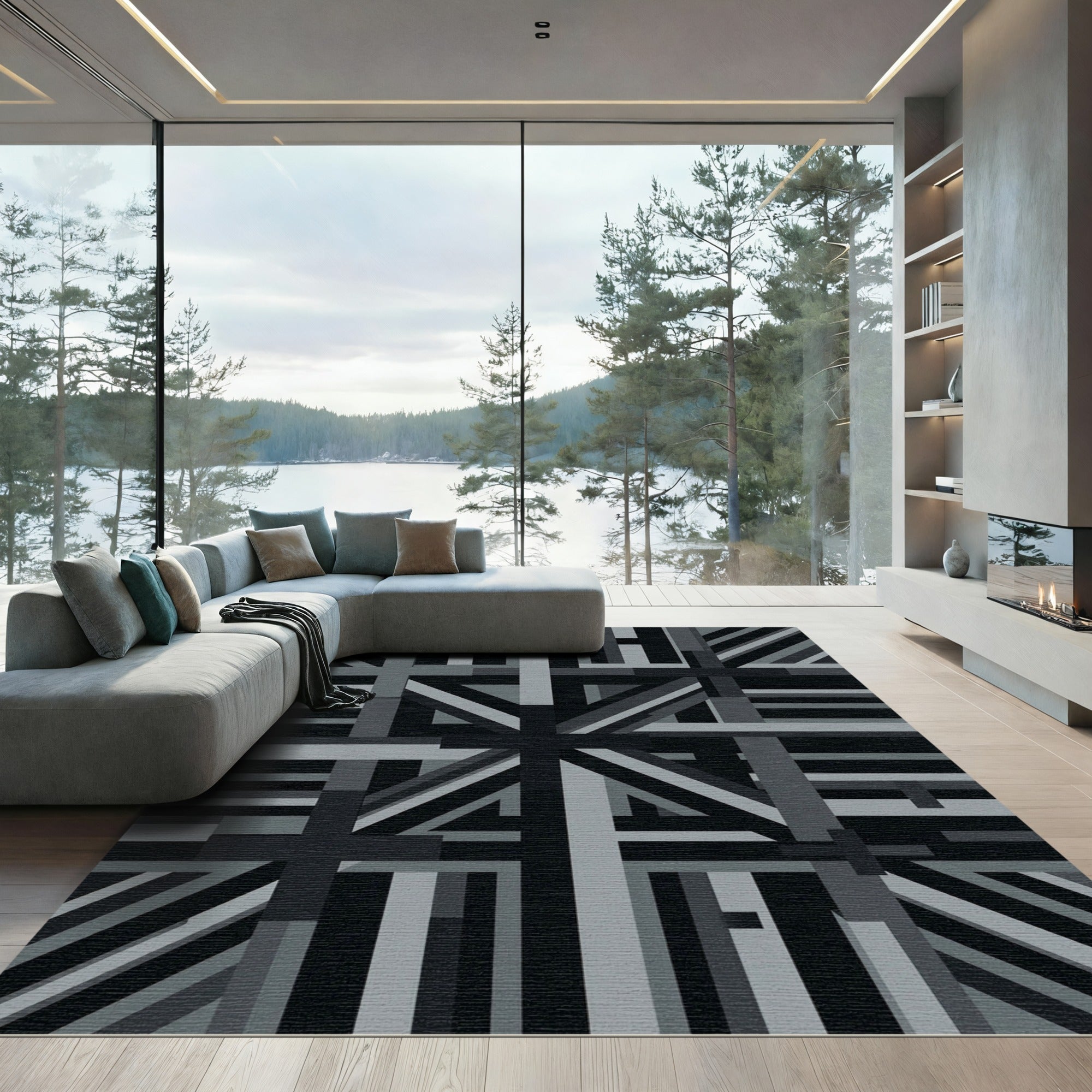Monochromatic Intersecting Geometric Stipes Rug