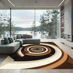 Modern Mid-Century Caramel Swirl Circular Art Rug