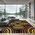 Retro Golden Swirl Bloom Rug