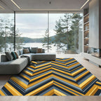 Bold Gold and Slate Chevron Stripe Rug