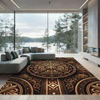 Bronze Ornamental Mandala Folk Cabin Rug