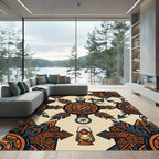 Earthy Orange Lantern Compass Adventure Compass Rug