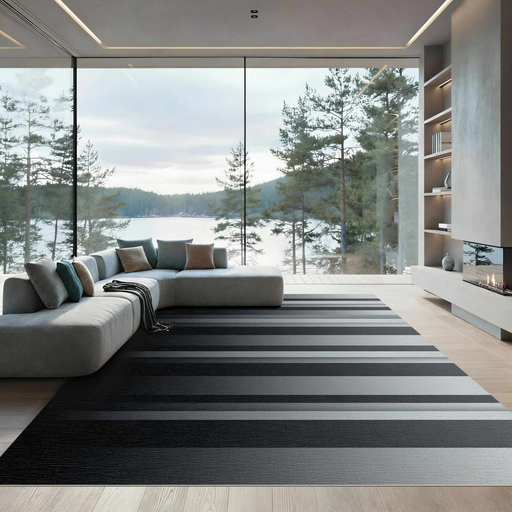 Monochromatic Gradient Stripe Abstract Rug