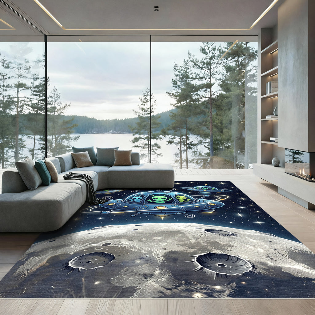 Cosmic Interstellar Alien Flying Saucer Rug