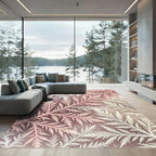 Frosty Pink Botanical Fern Forest Rug