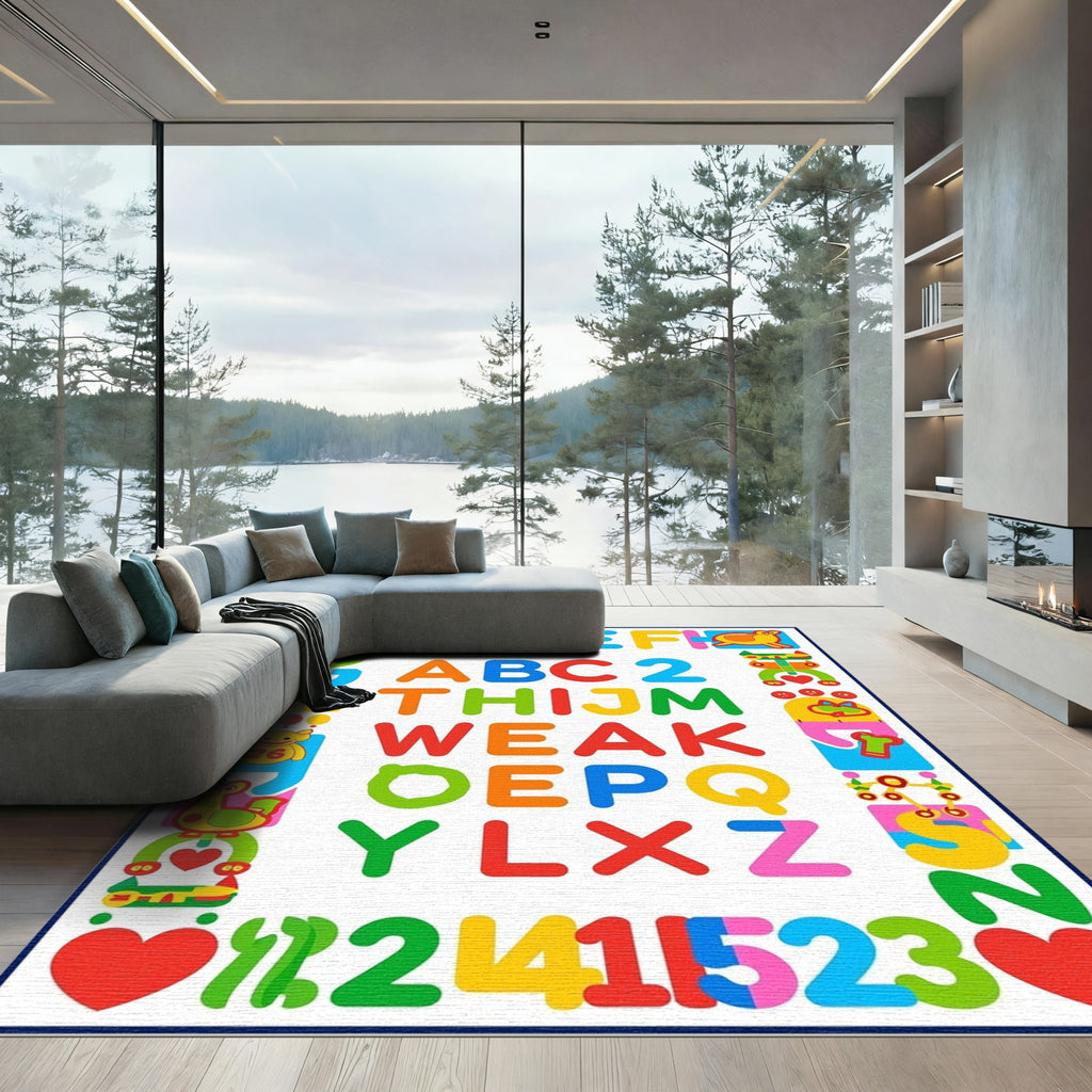 Colorful Alphabets Numbers and Shapes Rug