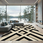 Neutral Geometric Interlocking Lines Rug