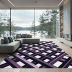 Modern Purple Geometric Intersecting Grid Rug
