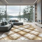 Gilded Diamonds Geometric Grid Rug