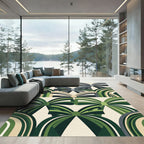 Botanical Green Geometric Ribbon Arch Rug