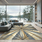 Golden Sunburst Rays Geometric Rug