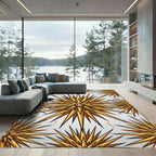 Golden Sunburst Geometric Celestial Radiance Rug