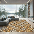 Woven Tan Beige Geometric Interlace Rug