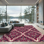 Ornate Crimson Floral Medallion Rug