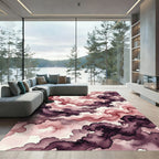 Crimson Plum Swirl Watercolor Waves Rug