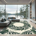 Lush Green Tropical Foliage Wreath Rug