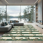 Sage Green Botanical Striped Rug