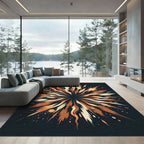 Bronze Splatter Burst Sunburst Rug