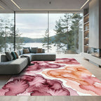 Abstract Burgundy and Terracotta Ink Flow Rug
